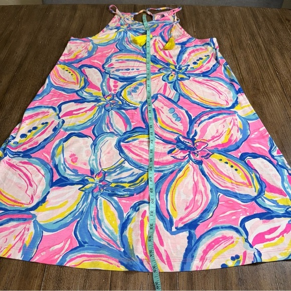 Lilly Pulitzer Margot Dress M Halter Sundress Mini Swing Dress Floral Pink Blue - Picture 6 of 11